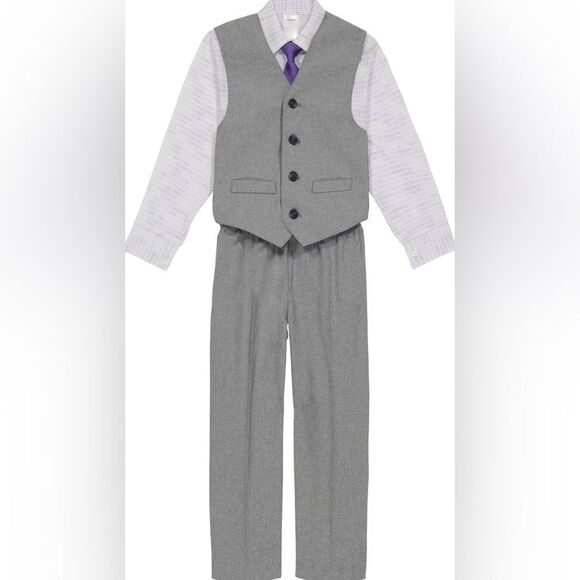 Calvin Klein grey/white/lavender 4pc vest suit sz 16 - Picture 1 of 5